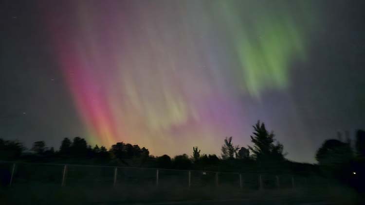 We could see these colors with the naked eye at around 1:30 a.m. Saturday, looking north, northwest from Hockinson. Photo courtesy Jenny Valencia