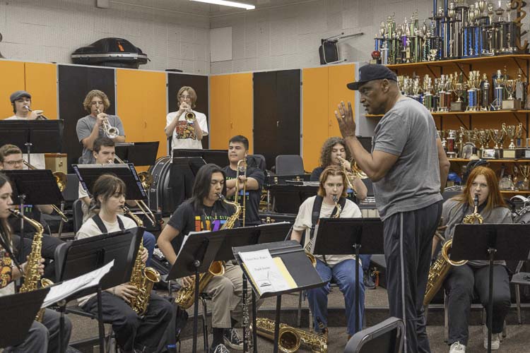 Longtime Battle Ground High School band director Greg McKelvey, shown here in this classroom photo, has been named grand marshal of the upcoming Portland Rose Festival Grand Floral Parade. Photo courtesy Battle Ground School District