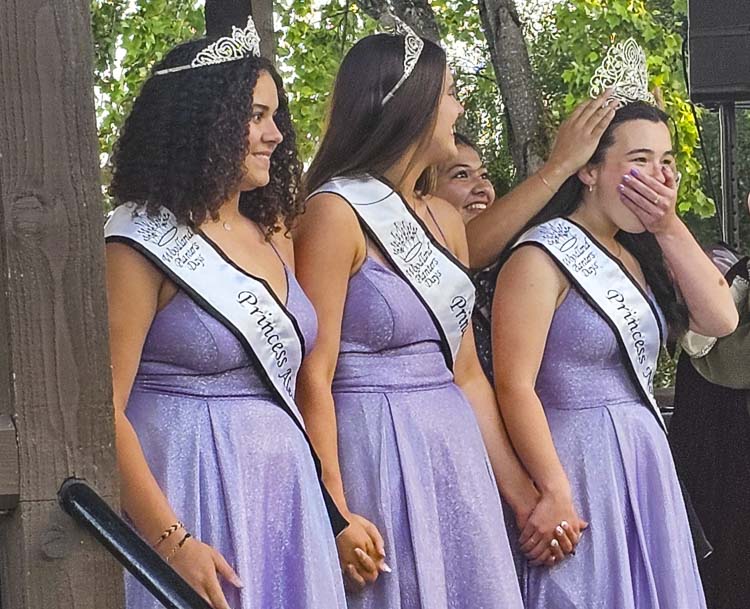 Nora Taylor reacts to being named Miss Woodland as Planters Days opened in Woodland on Thursday. Photo by Paul Valencia