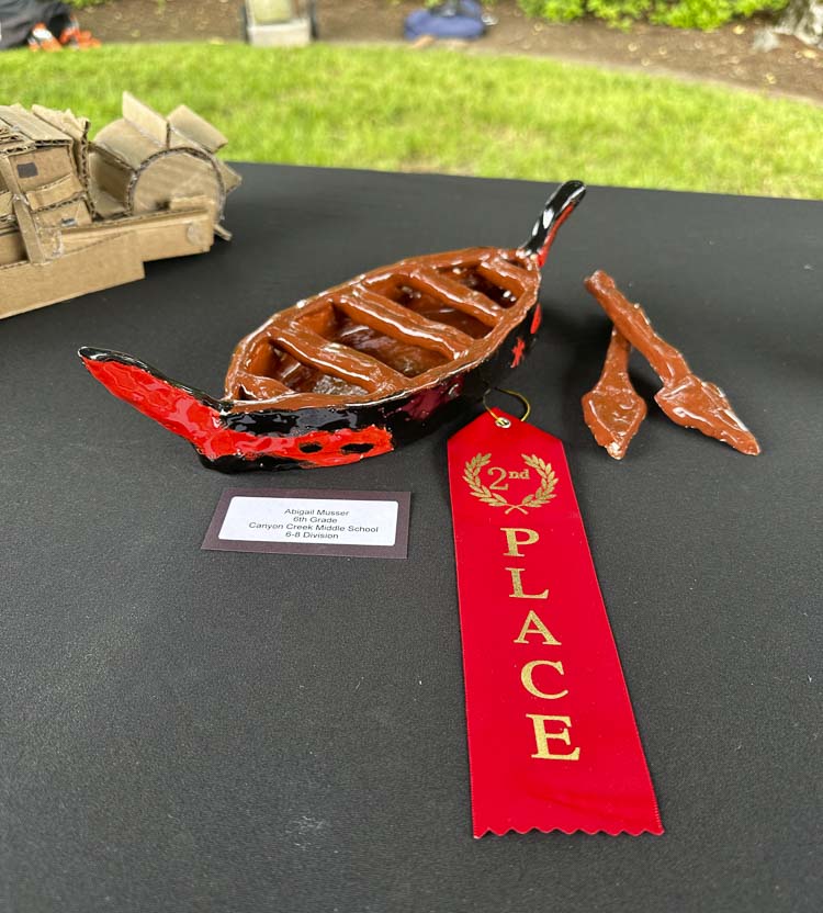 Student created a clay sculpture of a boat. Photo courtesy Washougal School District