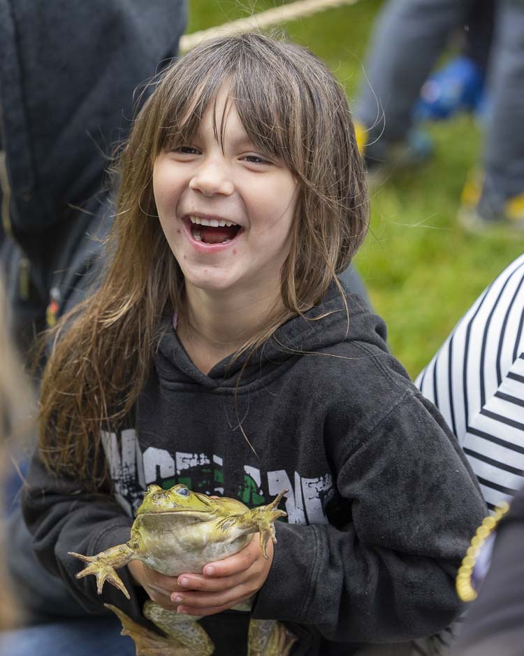 Logan Whitmire of Woodland holds one big frog at Planters Days. Photo by Mike Schultz