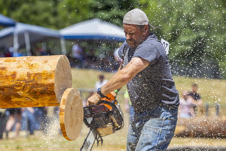 Ben Goble is focused on this job at Territorial Days in Amboy. Photo by Mike Schultz