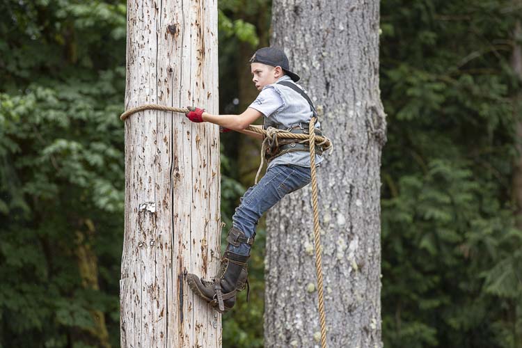 Travin Harris competed in the youth pole climb last year at Amboy Territorial Days. Photo by Mike Schultz