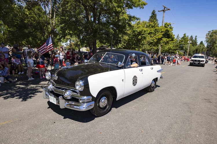 The Washington State Patrol went old-school with one vehicle in Ridgefield’s Fourth of July parade. Photo by Mike Schultz