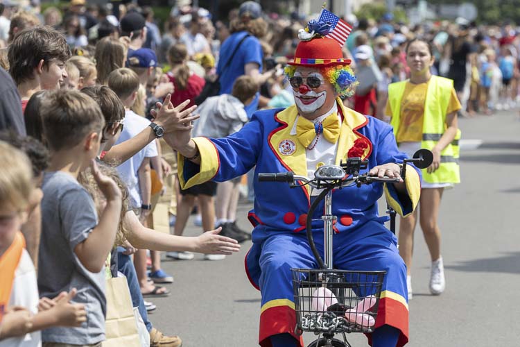 Can’t have a parade with a clown from Shriners, right? Photo by Mike Schultz