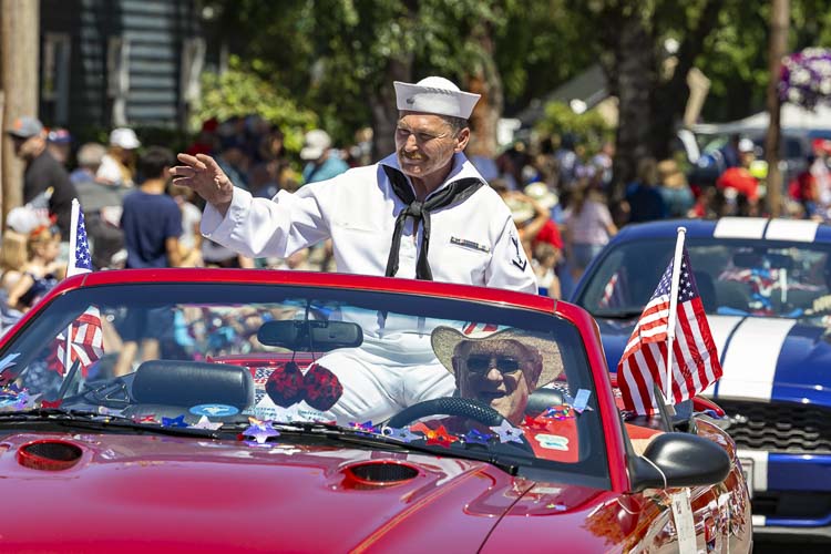 Ridgefield honored Dale Garcia, retired Navy, at the Fourth of July parade. Photo by Mike Schultz