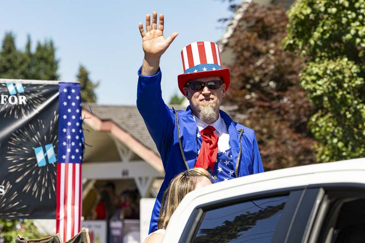 Can’t have a Fourth of July parade without Uncle Sam. Photo by Mike Schultz