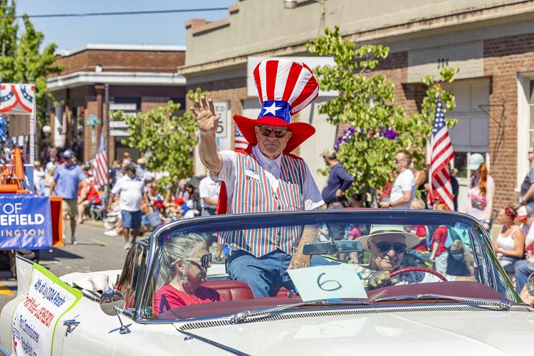 Joe Melroy was the grand marshal of this year’s Fourth of July parade in Ridgefield. Photo by Mike Schultz