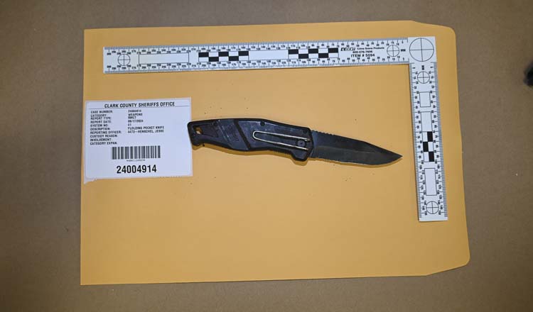 This pocket knife was recovered at the scene of the June 17 officer-involved shooting. Photo courtesy Clark County Sheriff’s Office