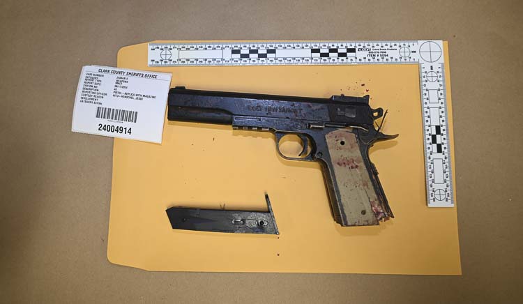 This replica pistol was recovered at the scene of the June 17 officer-involved shooting. Photo courtesy Clark County Sheriff’s Office