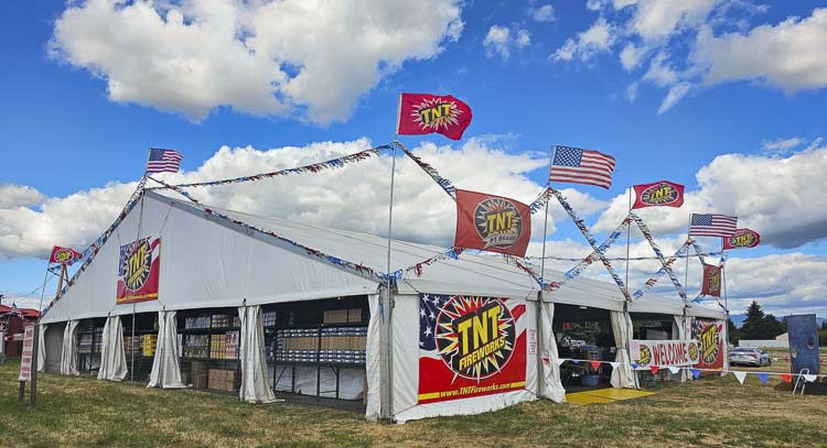 Fireworks, such as these at the TNT store on NE 117th Avenue, can be sold in unincorporated Clark County. Photo by Paul Valencia