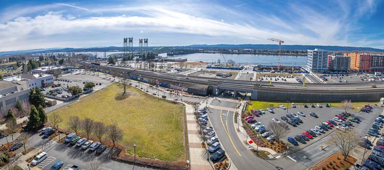 Partial view of the future Waterfront Gateway redevelopment area in downtown Vancouver looking south. Photo courtesy city of Vancouver