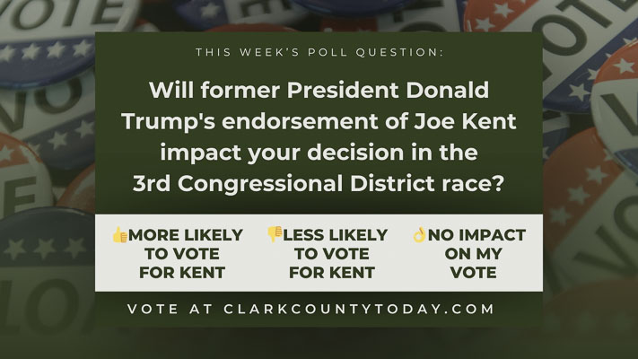 Will former President Donald Trump's endorsement of Joe Kent impact your decision in the 3rd Congressional District race?