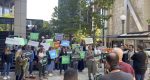 Citizen initiative supporters protest outside Washington AG Bob Ferguson's office over a legal challenge they didn’t know about until hours before a court ruling.