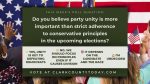 Do you believe party unity is more important than strict adherence to conservative principles in the upcoming elections? Cast your vote in our latest poll!