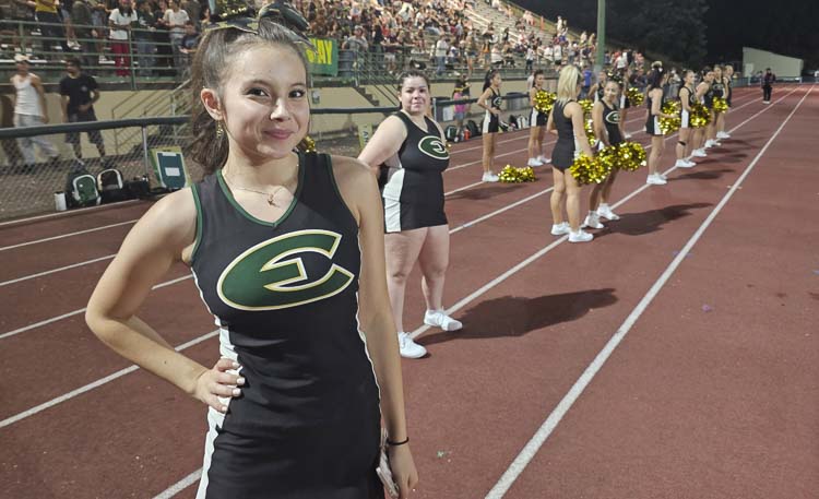 Madison Nebre, a senior cheerleader at Evergreen, said it is special to be part of Friday Night Light, and she and her classmates will always remember Friday night’s win over Union to open the 2024 season. Photo by Paul Valencia