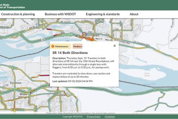 WSDOT Travel Advisory: Expect daytime delays for paving work on SR 14 in Washougal Thursday