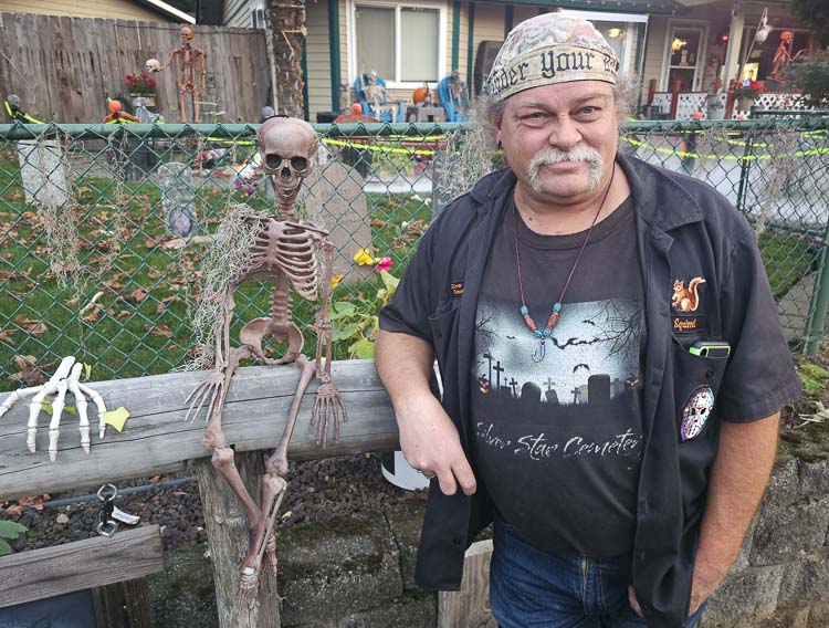 Eric Poteete is the man who created the Silver Star Cemetery Halloween display at his home. He has been making Halloween magic for decades. Photo by Paul Valencia