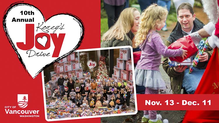 City of Vancouver launches the 10th annual Korey's Joy Drive, collecting toys and winter clothing for families in need.