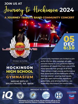 Hockinson School District hosts a Journey tribute concert Dec. 5, supporting local families through a canned food drive.