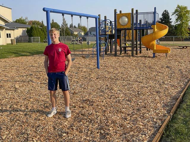 Preston Aarhus revitalized an abandoned playground for his Eagle Scout project. Photo courtesy Aarhus family