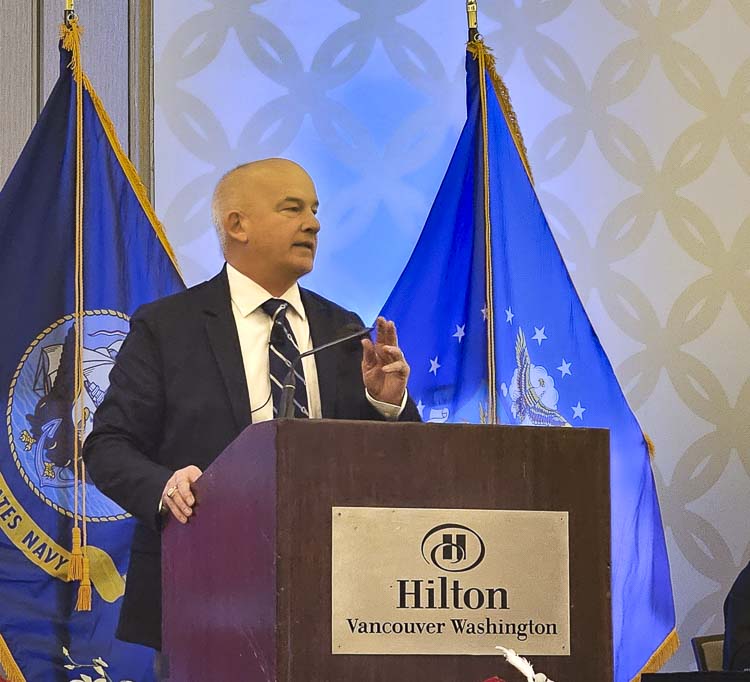 Retired astronaut Col. Jeff Williams, who now is an elder at the World of Grace Bible Church in Battle Ground, was the keynote speaker at this year’s Clark County Prayer Breakfast. Photo by Paul Valencia