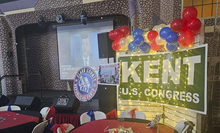 The Clark County Republican Party held an Election Night Watch Party at the Cloverlane Event Center in Hockinson. Photo by Paul Valencia