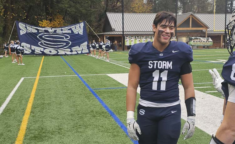 Skyview senior Kaden Hamlin is grateful for another week of Skyview football. The son of a longtime assistant coach, Kaden has grown up around Skyview football his whole life. Photo by Paul Valencia