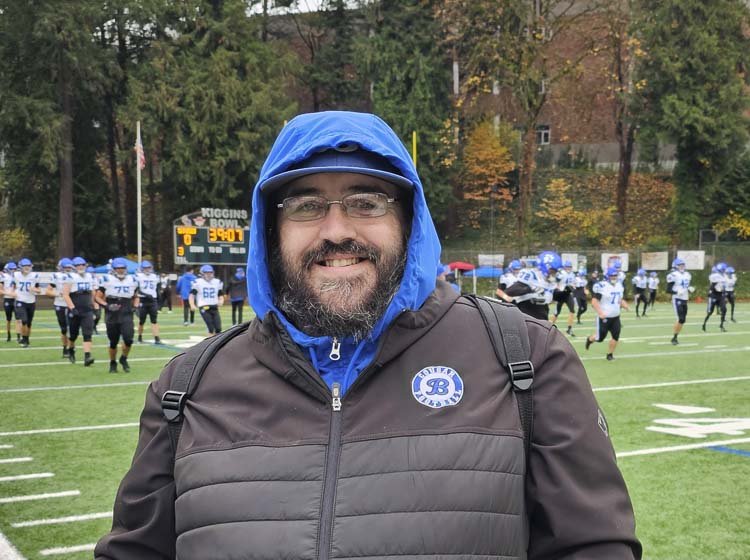 Ryland Spencer, formerly of Cascadia Preps, had a large following all over the state, including in Clark County. Now he is on staff with the Bothell High School football team. His team played Skyview on Saturday in the state playoffs. Photo by Paul Valencia