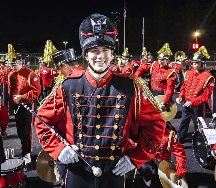 Henry Gilbert is the drum major for the Camas High School Marching Band. Photo by Paul Valencia