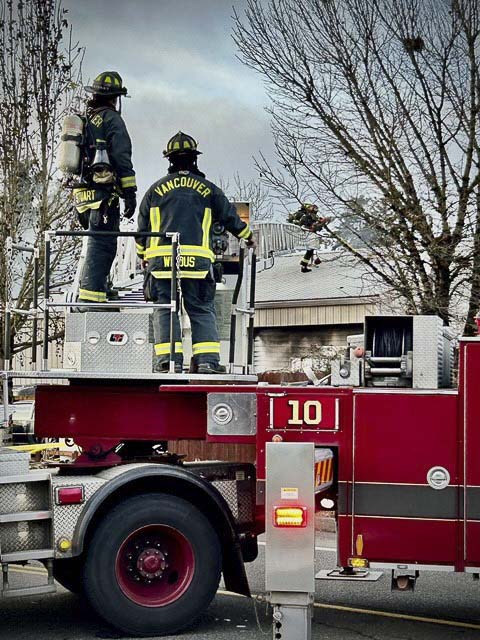 Vancouver Fire Department quickly extinguishes a blaze at a commercial building on NE 99th Street.