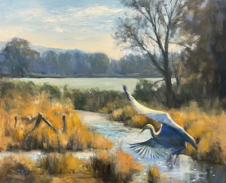 Artwork: “Wildlife Refuge Visitor” Oil on Canvas by Cheryl Mathieson, 20” x 24” - $1,200.00. Image courtesy Red Door Gallery