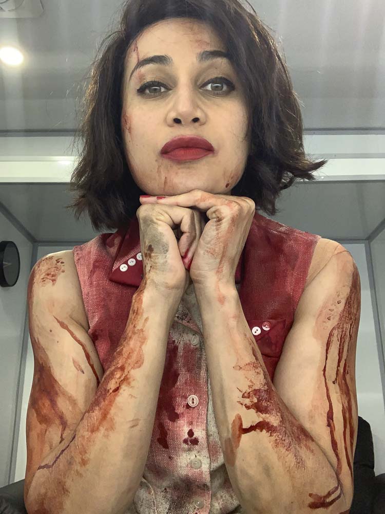 A career as a stunt performer can get a little “bloody” but Aja Frary, an Evergreen High School graduate, said safety is the top priority in the stunt business. Don’t worry, this is movie-magic “blood.” Photo courtesy Aja Frary