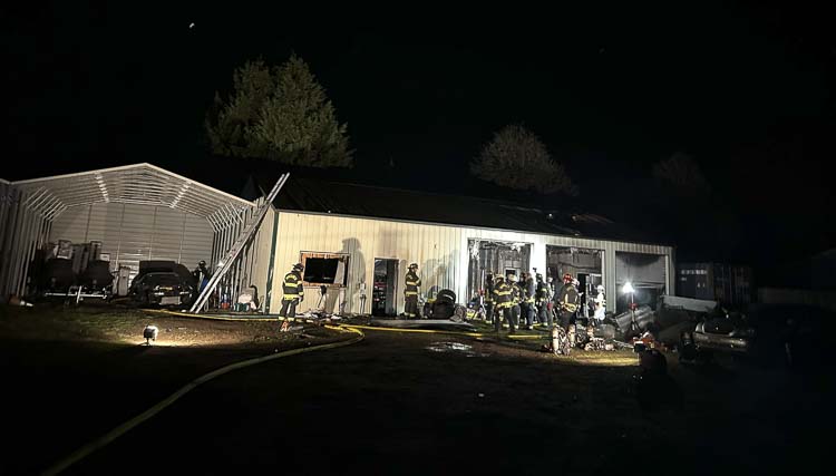 The Vancouver Fire Department was dispatched to the report of a shop fire at 18014 NE 18th St. near the Harmony Ridge neighborhood. Photo courtesy Vancouver Fire Department