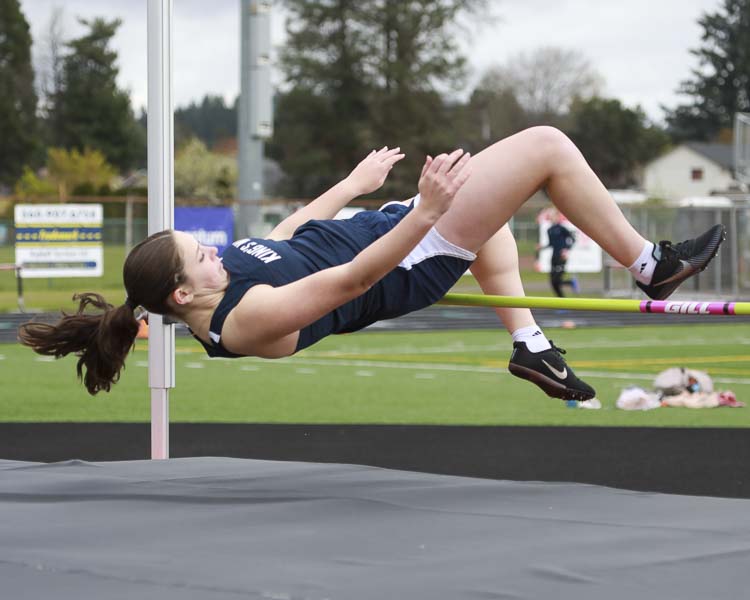 Zephie Mathison of King’s Way Christian clears the bar on the high jump at the Tiger Invite on Saturday. Photo courtesy Chris Barker