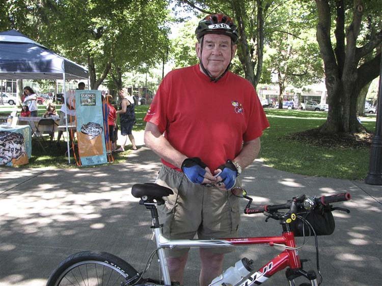 Former Vancouver Mayor Royce Pollard and his bike. Photo courtesy city of Vancouver