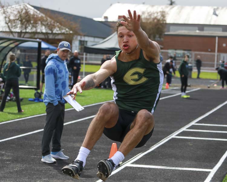 Josiah Alanis of Evergreen won the high jump at the Tiger Invite on Saturday. Photo courtesy Chris Barker