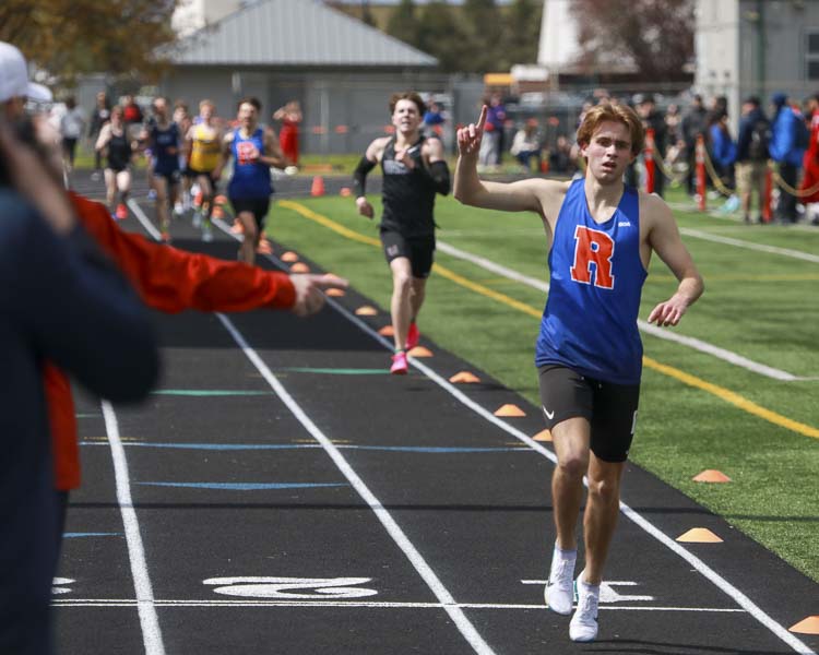 Ridgefield’s Davis Sullivan wins his heat in the 1600 at the Tiger Invite on Saturday. Photo courtesy Chris Barker
