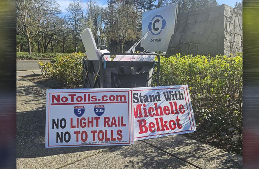 Michelle Belkot spoke at Tuesday’s C-TRAN board meeting, calling her removal from the board unlawful; directors postponed a vote on light rail funding language until July amid legal challenges.