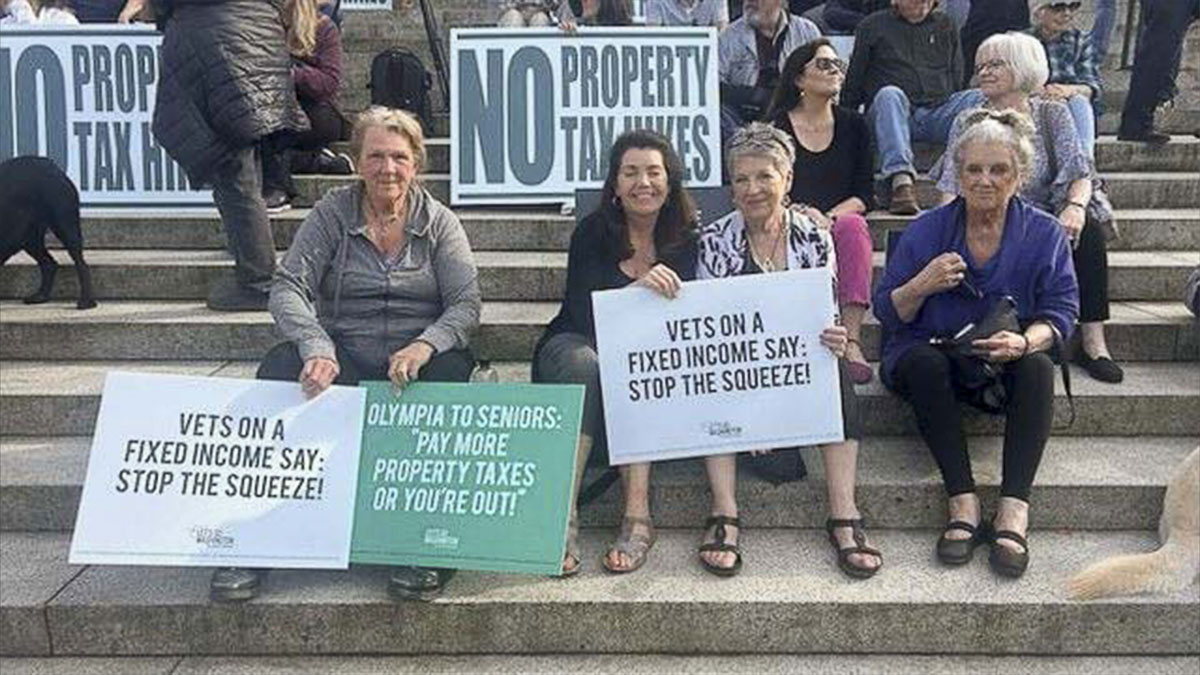 Hundreds gathered in Olympia on Tax Day to protest a wide range of proposed tax hikes put forward by Democratic lawmakers in Washington state.
